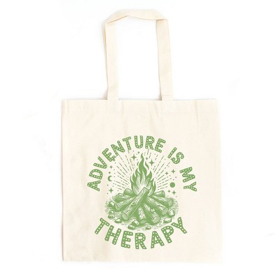 City Creek Prints Adventure Is My Therapy Canvas Tote Bag - 15x16 - Natural
