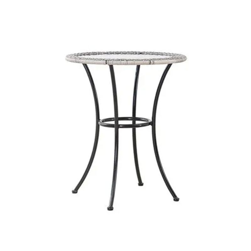 Four Seasons Courtyard 24 Inch Round Marbella Wicker Bistro Patio Table Portable Outdoor Backyard Deck Furniture with Glass Tabletop, Gray/Black, 1 of 8