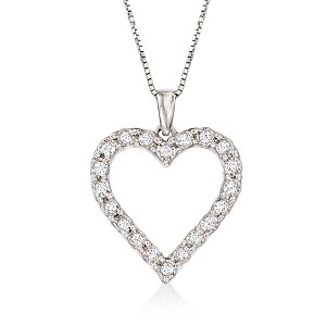 Ross-Simons 0.30 ct. t.w. Diamond Heart Pendant Necklace in Sterling Silver - 1 of 4