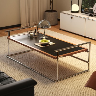 Coffee Table Modern with Flip Top and Stainless Steel Frame for Living Room 48.43in-3irtyhousy