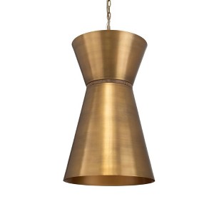 Uttermost Crocker 1-Light Pendant-Eclectic Design with Natural Wood & Antique Brass - 1 of 4