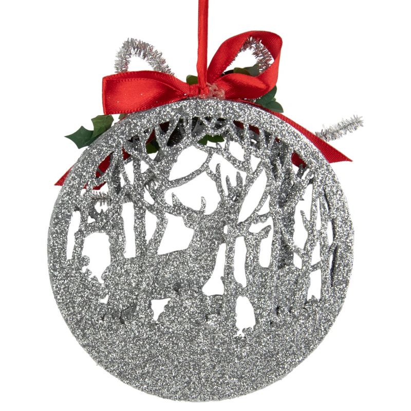 Northlight 4.5-Inch 2-D Silver Glitter Reindeer Family Silhouette Christmas Ornament, 4 of 5
