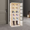 YIYIBYUS 6-Tier Foldable Shoe Rack for Closet Entryway, Stackable Clear Shoe Storage Boxes with Door - 2 of 4