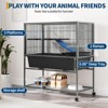 2 Tier Metal Small Animal Cage, 40"H Hamster Cage with Storage Shelf, Rolling Ferret Cage with 3 Platforms & Deep Tray, Indoor Critter Nation Cage - 3 of 4