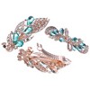 Unique Bargains 3 Pcs Hair Clips Hair Accessories for Women Hair Barrettes Sparkly Rhinestones Hairpin Green - 3 of 4