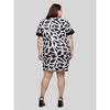 24seven Comfort Apparel Plus Size Black and White Short Sleeve Knee Length T Shirt Dress - 3 of 4