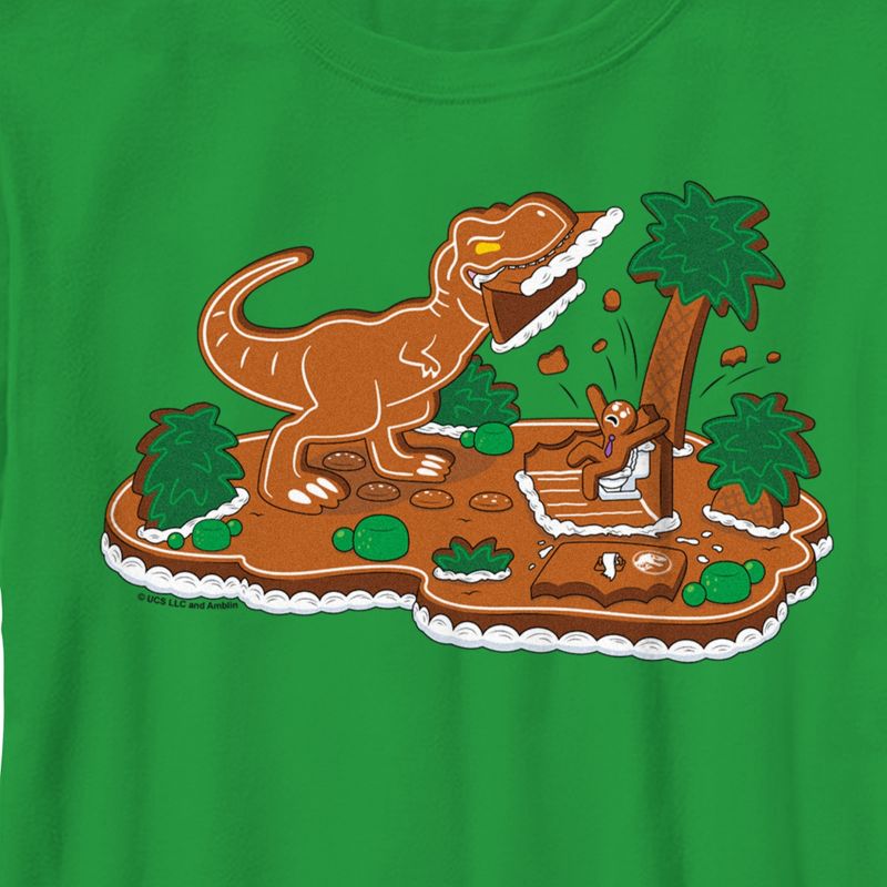 Boy's Jurassic World Gingerbread Dinosaur Island T-Shirt, 2 of 5