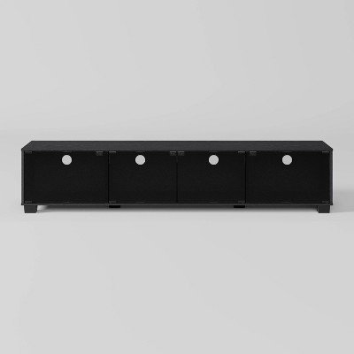 CorLiving Bromley TV Stand for TVs up to 85" Black: Modern Laminated Media Console with Metal Hardware