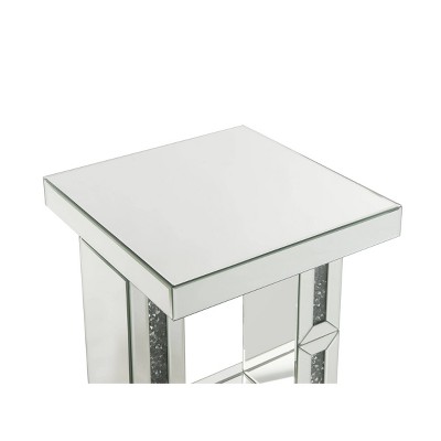 16" Mirrored Glass and Faux Diamond Accent Table