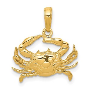 Black Bow Jewelry 14k Yellow Gold 2D Blue Crab Pendant - 1 of 4