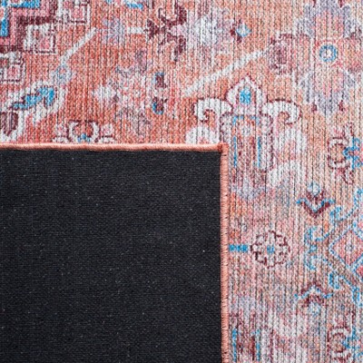 Serapi Rust and Blue Square Hand-Knotted Washable Rug