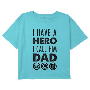 Girl's Marvel Father's Day I Have a Hero I Call Him Dad Crop T-Shirt - 1 of 3