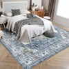 Washable Distressed Floral Print Area Rugs for Bedroom Living Room, Vintage Soft Non Slip Dining Room Carpet - 4 of 4
