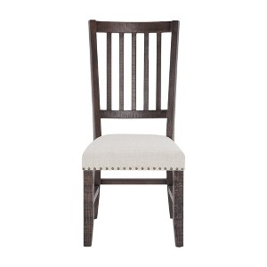 Jofran,Willow Creek Distressed Solid Wood Upholstered Slatback Chair (Set of 2) - 1 of 4