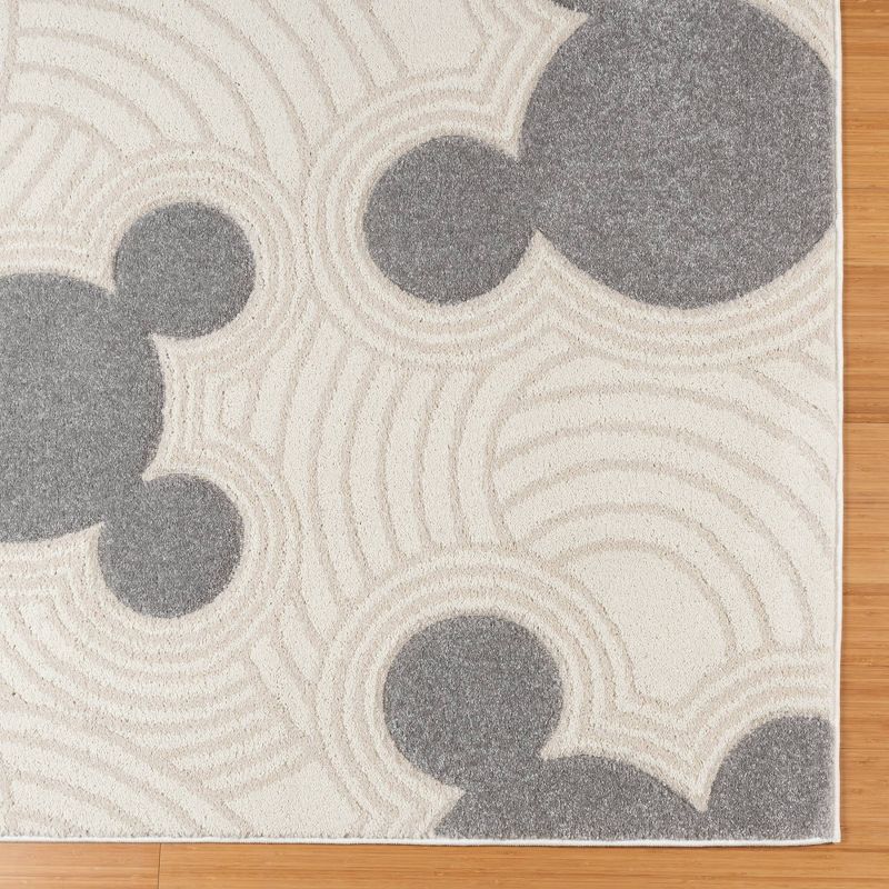 Disney Mickey Mouse Pop Art Modern Geometric High-Low Indoor Kids' Area Rug Gray/Ivory, 2 of 5