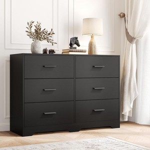 Jojoka 6 Drawer Double Dresser,47" Large Storage Space Organizer Cabinet with Metal Handle for Living Room - 1 of 4