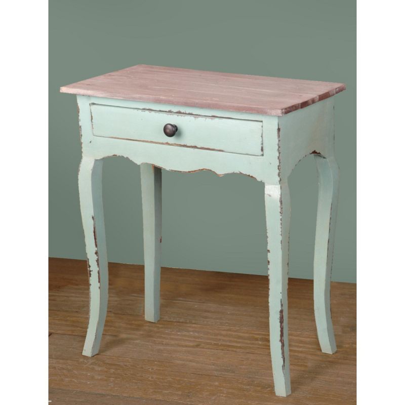 Besthom Shabby Chic Cottage 23.8 in. Bahama Rectangular Solid Wood End Table with 1 Drawer, 4 of 7