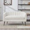 50.2in Wide Upholstered Chenille Mini Loveseat Accent Couch, Modern Glam Small Settee with Metal Legs,Channel Tufted 2-Seater Sofa for Living Rooms - 2 of 4