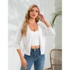 Coolmee Women's Cropped Cardigan 3/4 Sleeve Lightweight Crochet Shrug Hollowed Out Knit Sweater Tops - 2 of 4