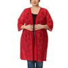 Agnes Orinda Women's Plus Size Lace Open Front 3/4 Sleeve Long Cardigans - 2 of 4
