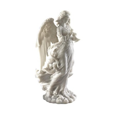 Design Toscano Trumpeting Cathedral Angel Bonded Marble Resin Statue - White