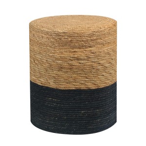 KTMBDW Ottoman Poufs, Natural Seagrass Pouffe, Hand Weave Round Footstool with Wood Frame, Sitting Braided Footrest for Living Room, Bedroom - 1 of 4