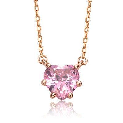 Guili Heart-Shaped Cubic Zirconia Solitaire Necklace Offers a Rich, Elegant Sparkle and Deep Color for a Bold, Sophisticated Finish