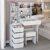 Syemin Vanity Tables Left Drawer Desktop Vanity Table with Cushioned Stool, Makeup Vanity with Drawer Bedroom Dressing Table, White, 37"*15.7"*54" - 4 of 4