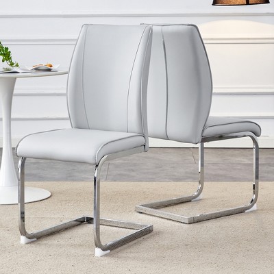 VYNXARIA Luxury Simple Arch Chair - Set of 2 Dark High Resilience Dining Chair with Arched Metal Silver Leg