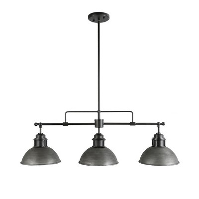 Rennnsan Vionix 35" W 3 -Light Dimmable Rustic Linear Kitchen Island Pendant in Dark Silver & Rustic Bronze