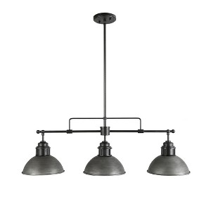 Rennnsan Vionix 35" W 3 -Light Dimmable Rustic Linear Kitchen Island Pendant in Dark Silver & Rustic Bronze - 1 of 4