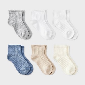 Toddler 6pk Waffle Ribbed Ankle Socks - Cat & Jack™ - 1 of 3