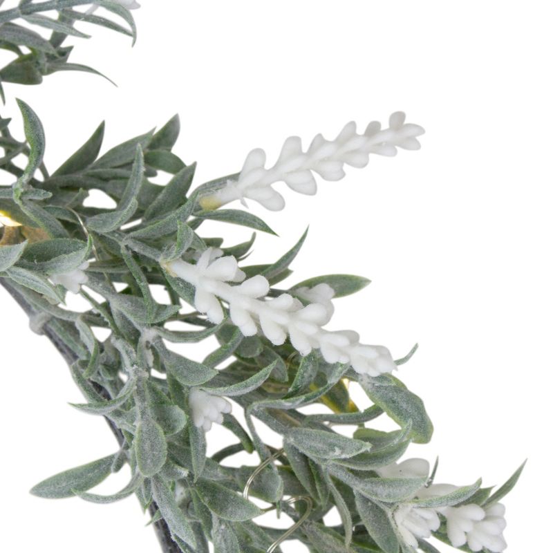 Northlight Pre-Lit Battery Operated White Lavender Spring Wreath- 16" - White LED Lights, 3 of 5