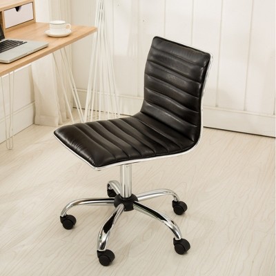 ALEXOUN Height Adjustable Swivel Low Back Home Office Chair,PU Leather Armless Task and Office Chair with Wheels for Office,Bed Room,Small Space
