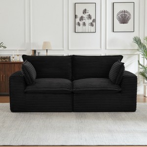 AENKYO Cloud Boneless Loveseat Sofa, Corduroy Modular Sectional with Oversized Comfort, Modern Living Room Design - 1 of 4