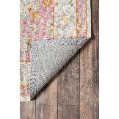 Anatolia Pink and Blue Tufted Wool Medallion Rug