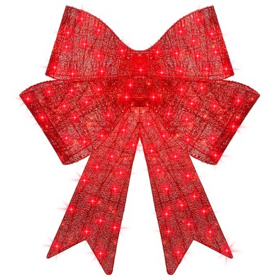 Best Choice Products 48in Pre-Lit XL Christmas Bow, Large Outdoor LED  Lighted Holiday Decor w/ 8 Light Functions, Hook