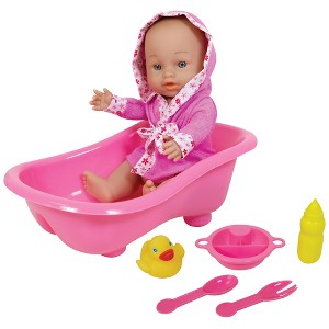 Lissi: 11" Baby Doll & Bathtub Set - Pink - Water-Safe Hard Body, Accessories - 1 of 4