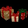 Northlight Lighted Gift Boxes Christmas Outdoor Decorations - 10" - Red and Gold - Set of 3 - 3 of 4