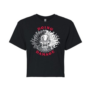 Women's - Disney Villains - Doing Damage Cruella Cropped Graphic T-Shirt - 1 of 4