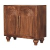 ORRD Solid Wood  Sideboard 2-Door - Mango Wood Hand-Carved Cabinet with Brass Handles, Brown Finish - 4 of 4