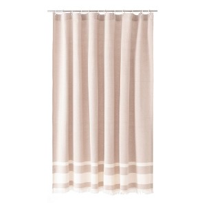 Olive & Linen Waffle Shower Curtain - 1 of 4