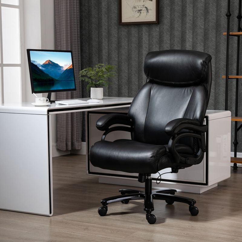 Vinsetto Big and Tall Executive Office Chair 396lbs with Wide Seat, Home High Back PU Leather Chair with Adjustable Height, Swivel Wheels, 3 of 10
