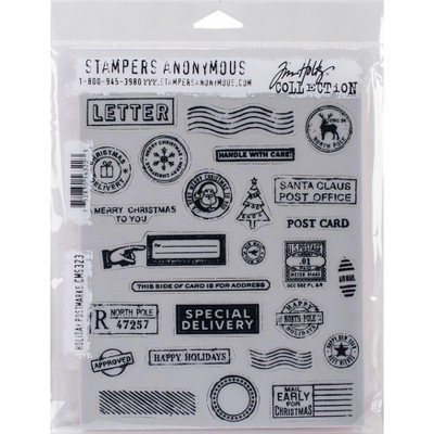 CMS323 Tim Holtz Cling Stamps 7X8.5-Holiday Postmarks