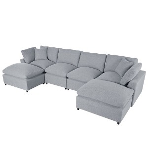 NicBex Modern 134.4" Sectional Sofa Modular U Shape Sofa Couch with 2 Removable Ottomans for Living Room Apartment - 1 of 4