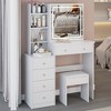 VYNXARIA 37" Middle Size Left Bedside Cabinet Vanity Table&Cushioned Stool, Large Sliding,High Capacity Storage, Suitable for Middle Space,White - 3 of 4