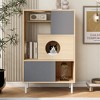 YOOCOZZ 2-in-1 Cat Tree Bookshelf with Storage and Litter Box Enclosure,Cat Climbing Shelves-Natural&Grey - 2 of 4