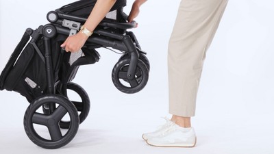 Black Lightweight Double Stroller Wagon with Adjustable Canopy