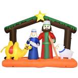 Outsunny 7.5ft Christmas Inflatable Nativity Scene under Archway with Camel and Sheep, Blow-Up Outdoor LED Yard Display for Lawn Garden Party
