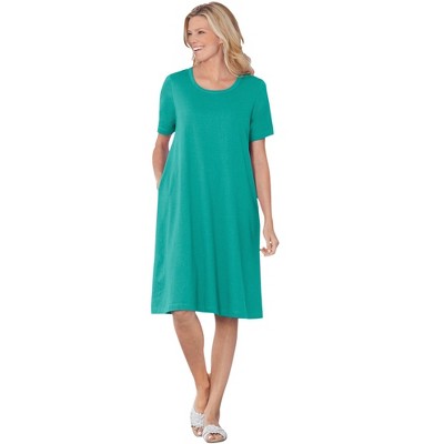 Woman Within Plus Size Perfect Short-Sleeve Crewneck Tee Dress